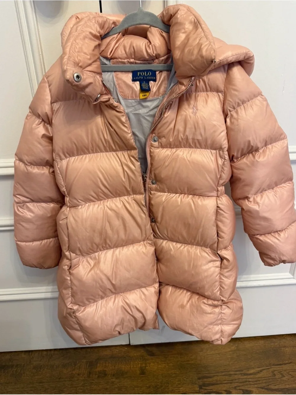 Polo by Ralph Lauren Light Pink Hooded Puffer Coat for Kids